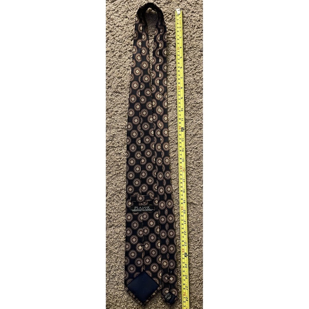 Jos A Bank Executive Collection Neckwear Tie Black Medallion AOP 100% Silk JBHS - Picture 2 of 5